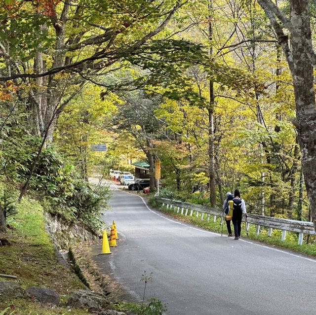 中房温泉近く・紅葉の有明荘