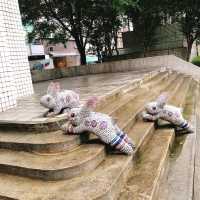 🐶🐰🐻🐤🐧可愛小動物的裝置藝術🎨台北捷運中山站線形公園 Zhongshan Linear Park