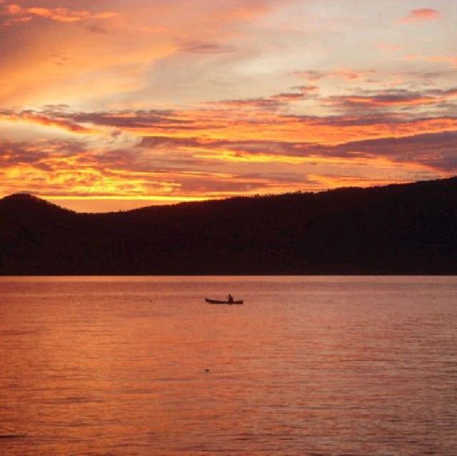 Volcanic island Samosir in Lake Toba