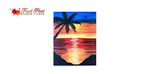 In-Studio Paint Night – Sunset at the Resort Acrylic Painting | Fresh Paint Studio + Cafe Toronto