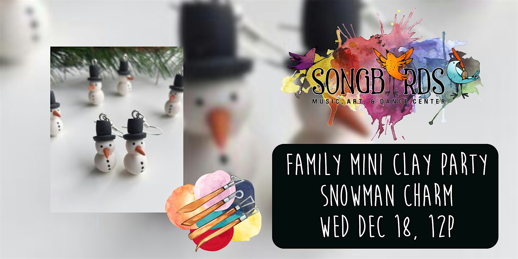 Family Mini Clay Party at Songbirds- Snowman Charm | Songbirds Music, Art, & Dance Center