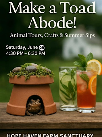 Make a Toad Abode Craft Class - POSTPONED to Saturday July 12th | Hope Haven Farm Sanctuary