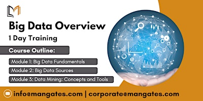 Big Data Overview 1 Day Training in North Charleston, SC | For venue details, reach us at info@mangates.com or call us at +1 469 666 9332