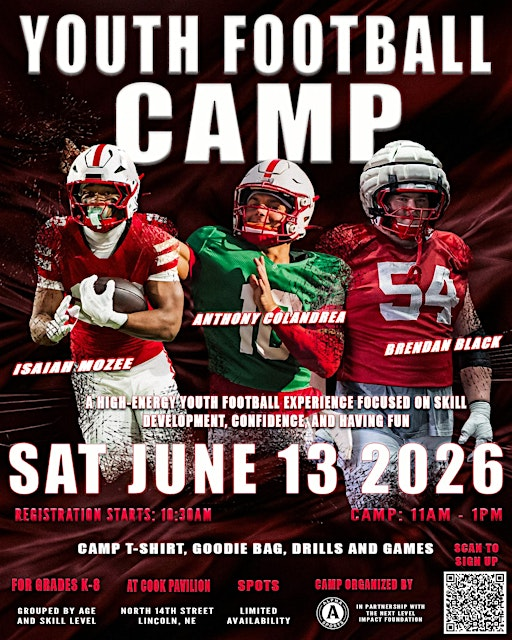 Youth Football Camp- Brendan Black, Anthony Colandrea, &  Isaiah Mozee | Cook Pavilion