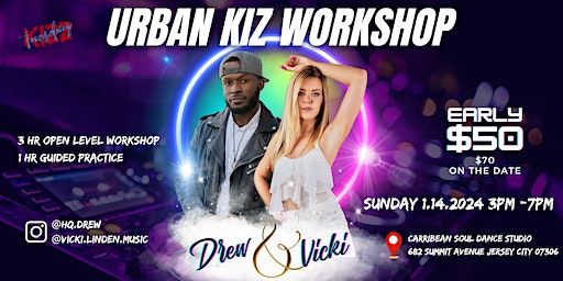 Urban Kiz Workshop with Drew and Vicki | Caribbean Soul Dance School, Summit Avenue, Jersey City, NJ, USA
