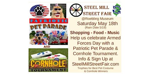 Steel Mill Street Fair - Sign Up For Pet Parade & Cornhole Tournament | Roebling Museum