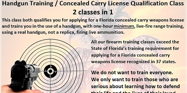 Basic Handgun Training:  A class that trains you to defend your life | 3812 Cypress Gardens Rd