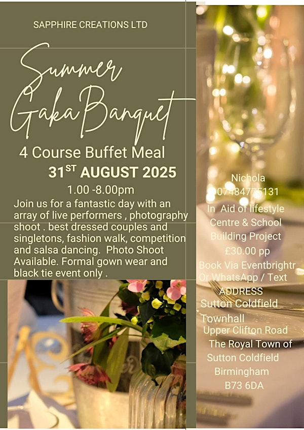 Summer Gala Banquet | Sutton Coldfield Town Hall