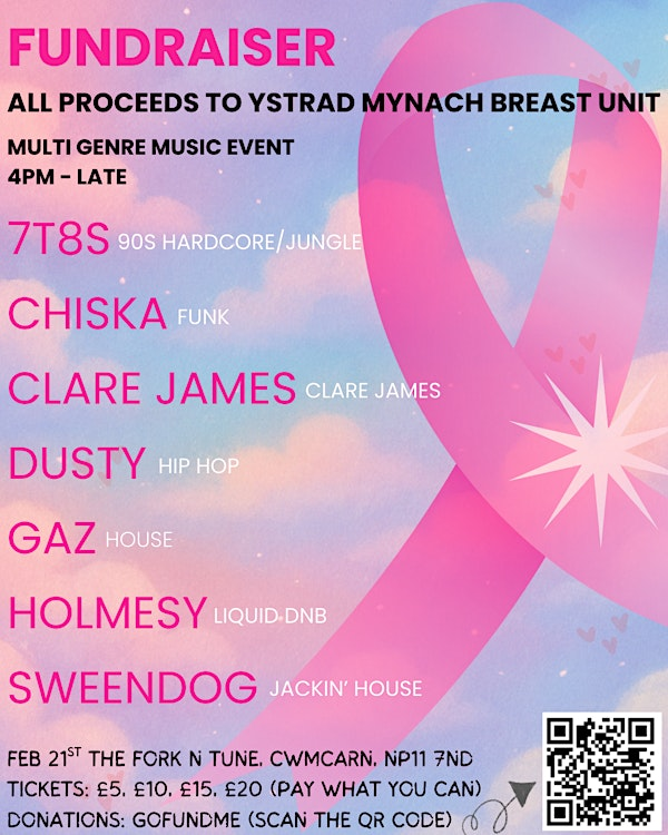 Fundraiser for Ystrad Mynach Breast Unit | The Fork and Tune @ Cwmcarn hotel