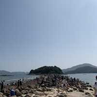 連島沙洲海中央的天使之路