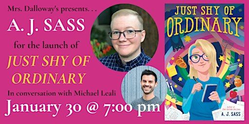 A. J. Sass In Store Launch For His New Novel JUST SHY OF ORDINARY | Mrs Dalloway's