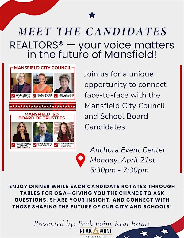 Meet the Candidates: REALTORS-your voice matters in the future of Mansfield | Anchora Event Center, LLC