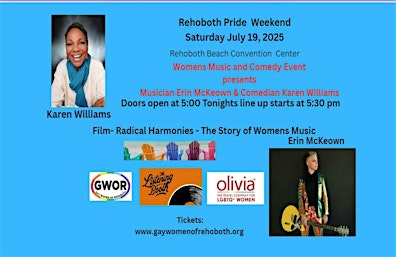 Musician Erin McKeown &Comedian Karen Williams ~ Welcome to Rehoboth Pride! | Rehoboth Beach Convention Center