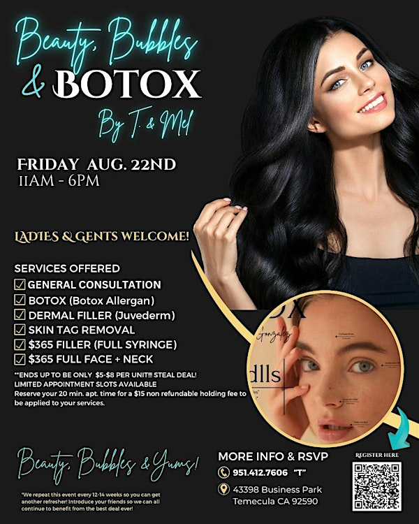 Beauty, Bubbles & Botox by T & Mel | 43398 Business Park Dr
