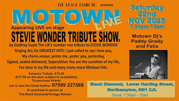 Motown Live - With Stevie Wonder Tribute Show | The Black Diamond