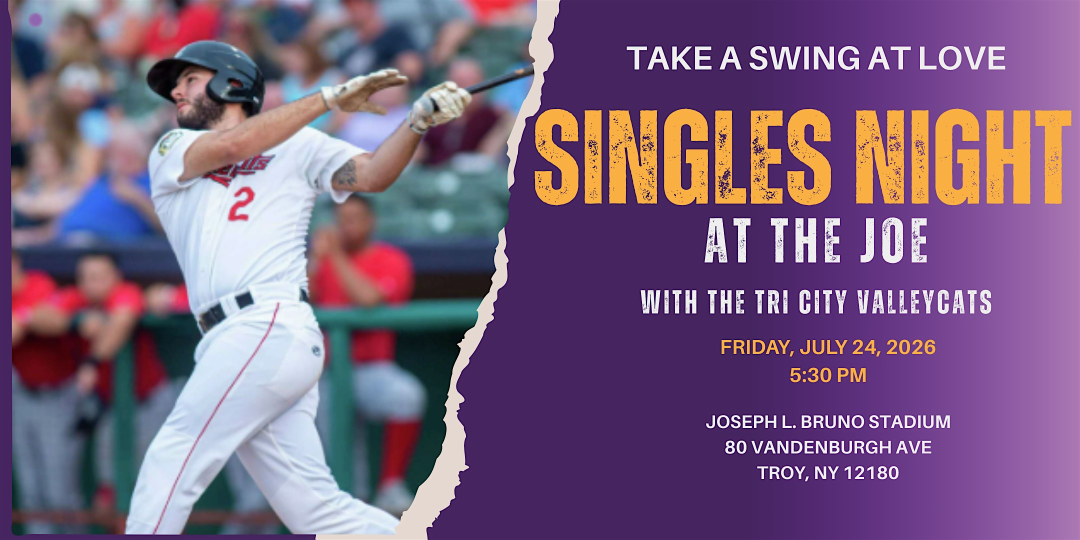Take a Swing at Love: Singles Night at the Tri City Valley Cats | Joseph L. Bruno Stadium