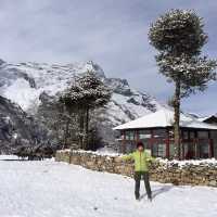 White covered snow Namche Bazaar