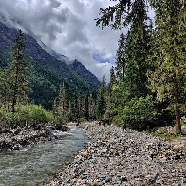 trek in Changping valley , mount siguniang 