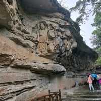 Dazu Rock Carvings on a rainy day