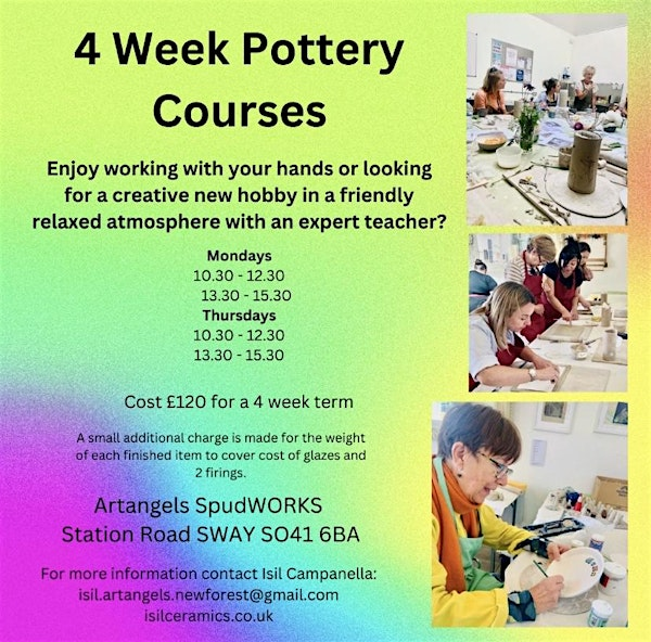 4 Week Monday PM Pottery Course | spudWORKS