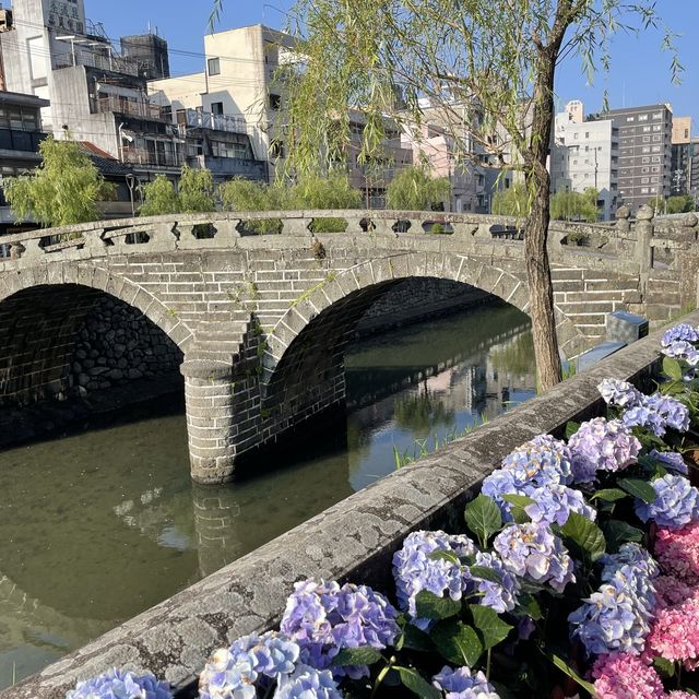 【長崎県】紫陽花の名所、眼鏡橋を散策