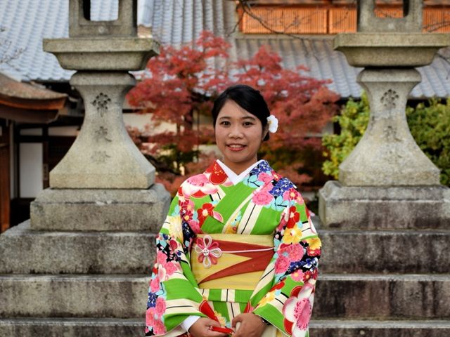 Autumn and Kimono in Kiyamizudera Temple, Kyoto 