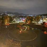 Suwon fortress lake night view in fall