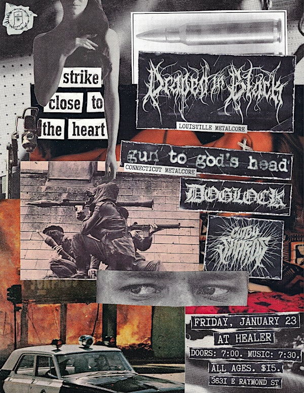 DRAPED IN BLACK / GUN TO GOD'S HEAD / DOGLOCK / CUT BY SHARDS @ HEALER | Healer
