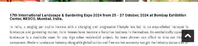 2024 年景觀園藝博覽會 | 印度馬哈拉施特拉邦孟買展覽中心 (BEC)