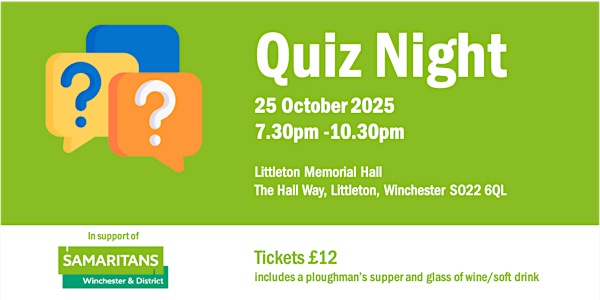 Winchester Samaritans Quiz Night | Littleton Millennium Memorial Hall
