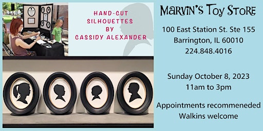 Hand Cut Silhouette with Artist Cassidy Alexander (Barrington) | Marvin's Toy Store Barrington