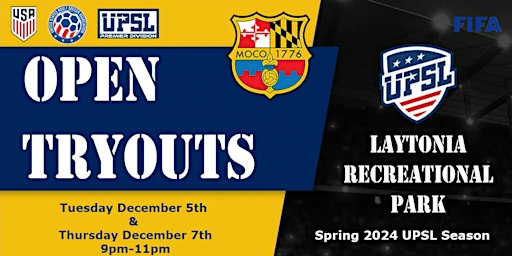 UPSL MEN'S Tryouts - FC MOCO 1776 - Premier & First Team Spring 2024 | Laytonia Recreational Park - Field 3 (TURF)