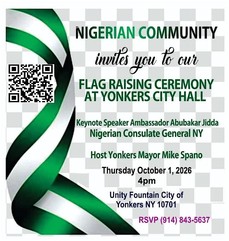 Oct 1st Nigerian Flag Raising Ceremony at Unity Fountain, Yonkers City Hall | Yonkers City Hall