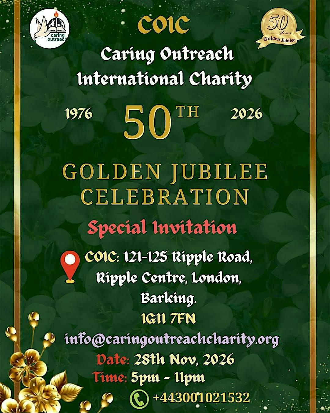 COIC  Caring Outreach International Charity 50th GOLDEN JUBILEE CELEBRATION | Ripple Centre
