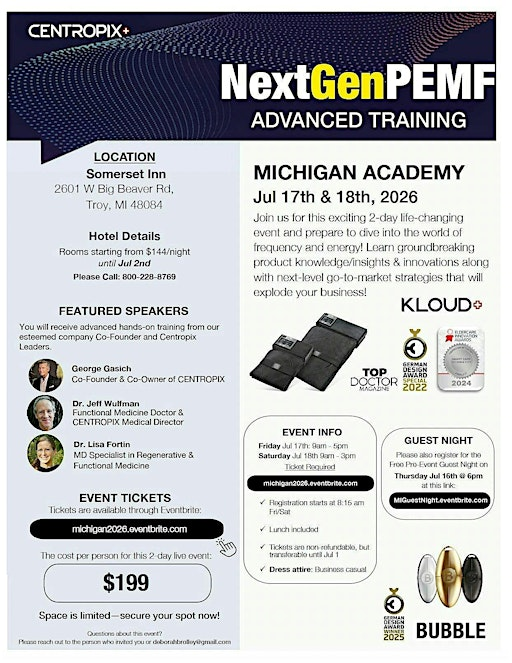 NextGen PEMF Advanced Training 2-Day Event Michigan | Somerset Inn