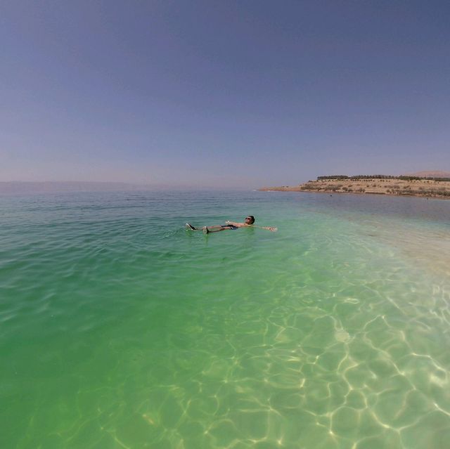 Floating in the dead sea, Jordan.