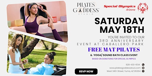3rd Anniversary: FREE Mat & Yoga for Special Olympics | Desert Sun Drive