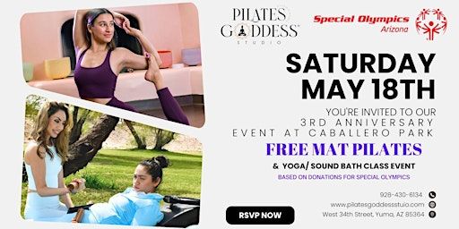 3rd Anniversary: FREE Mat & Yoga for Special Olympics | Desert Sun Drive