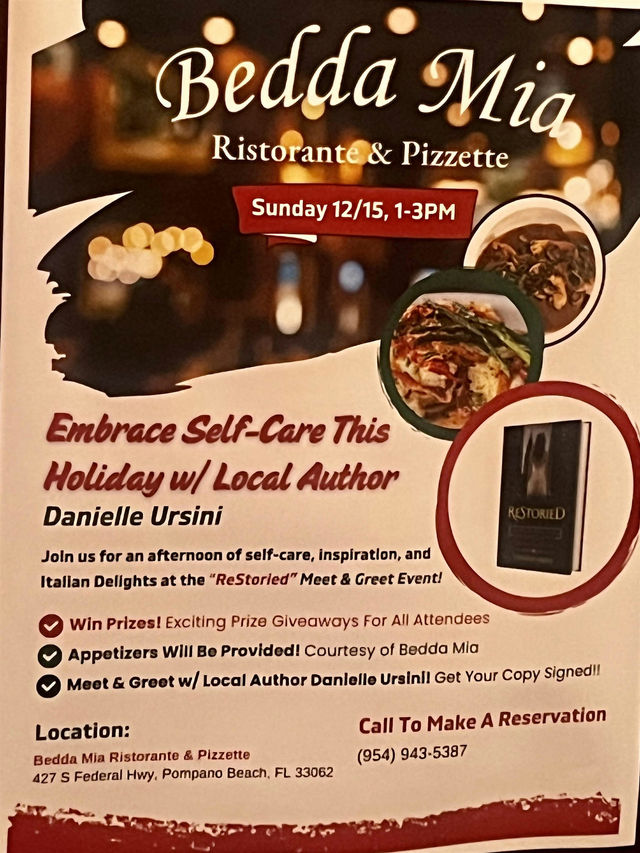 “Restoried” Book Signing with Danielle Ursini | Bedda Mia Ristorante & Pizzette