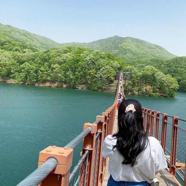 맑은 강과 다리의 조화가 멋진 파주 출렁다리✨