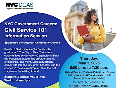 Career Info Session:  Department of Citywide Administrative Services | 50 W 40th St room 604