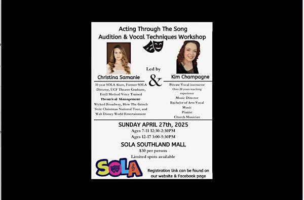 Acting Through The Song   - Audition & Vocal Techniques Workshop | Southland Mall