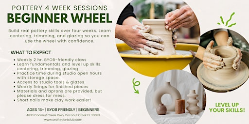 Pottery Wheel for Beginners- 4 Week Session | Crafted Art Club