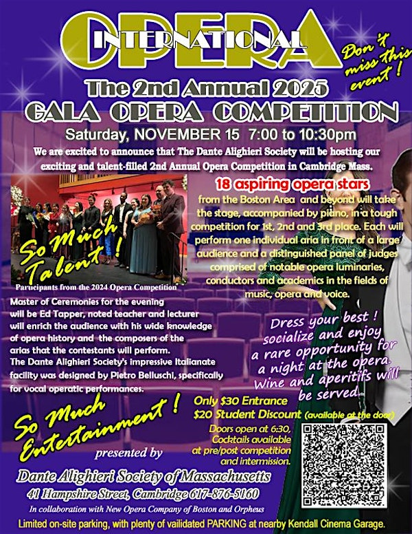 2nd Annual Northeast Gala Opera Competition | Dante Alighieri Society of Massachusetts
