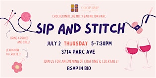 Montreal Crochet & Knit Craft Night! 5 à 7 vibes (Thurs July 2) | Co-op Bar Milton-Parc [BMP]
