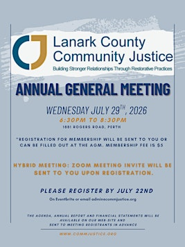 Lanark County Community Justice Annual General Meeting | 1881 Rogers Rd