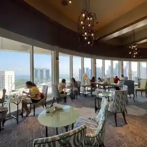 Panoramic views from club lounge