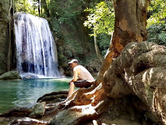 A relaxing 🦈 fish spa at Erawan Falls 💦🌿☘️