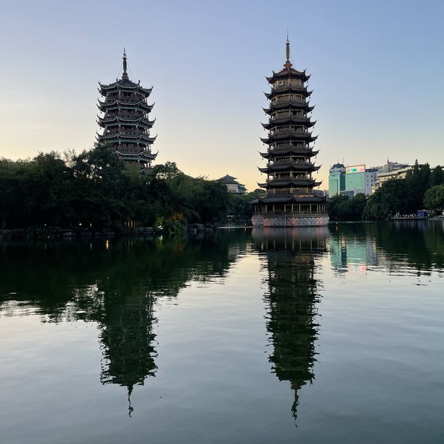 Pagodas Moon Sun