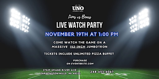 $15 ULIMITED PIZZA BUFFET: Live Watch Party on Lifesize Jumbotron | Uno Pizzeria & Grill